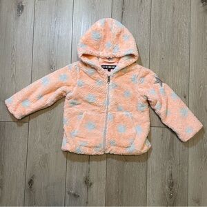 Steve‎ Madden Toddler Girls' Faux Shearling Star Hoodie Jacket Cozy Pink Blue 4T